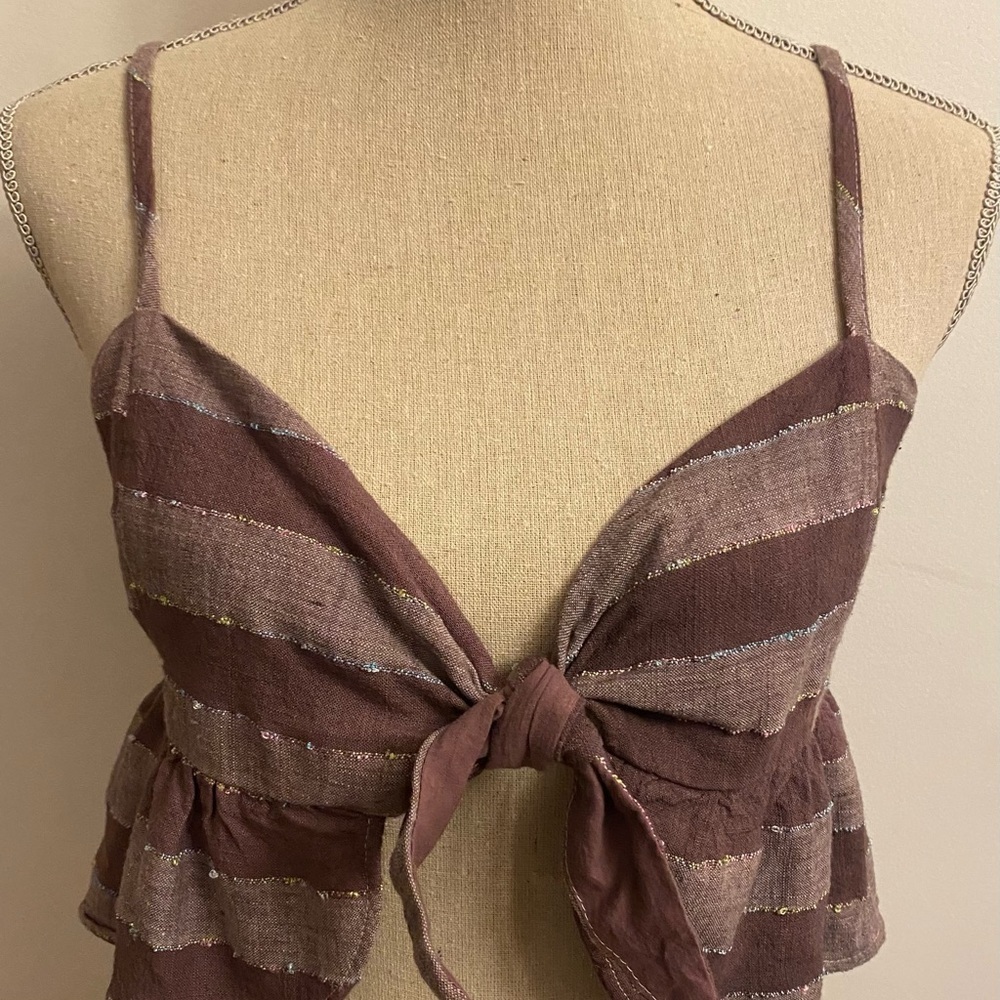 Baby Doll Crop Linen Cami Top Medium